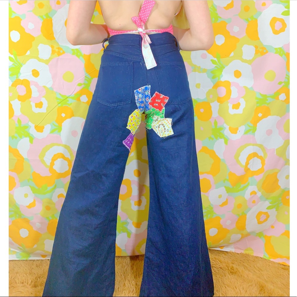 AMAZING RARE Vintage 70s patchwork Bell Bottoms